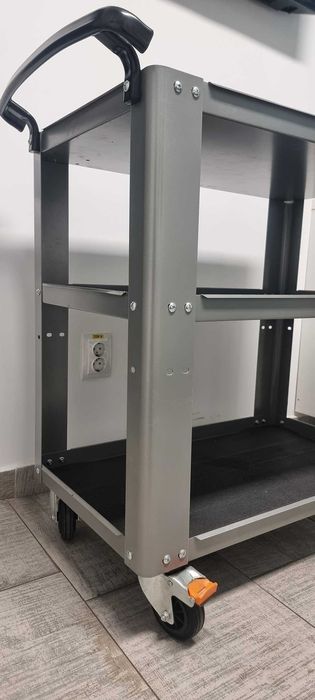 Carucior scule, echipat cu 3 polite utile 4 roti, sarcina max 200 kg