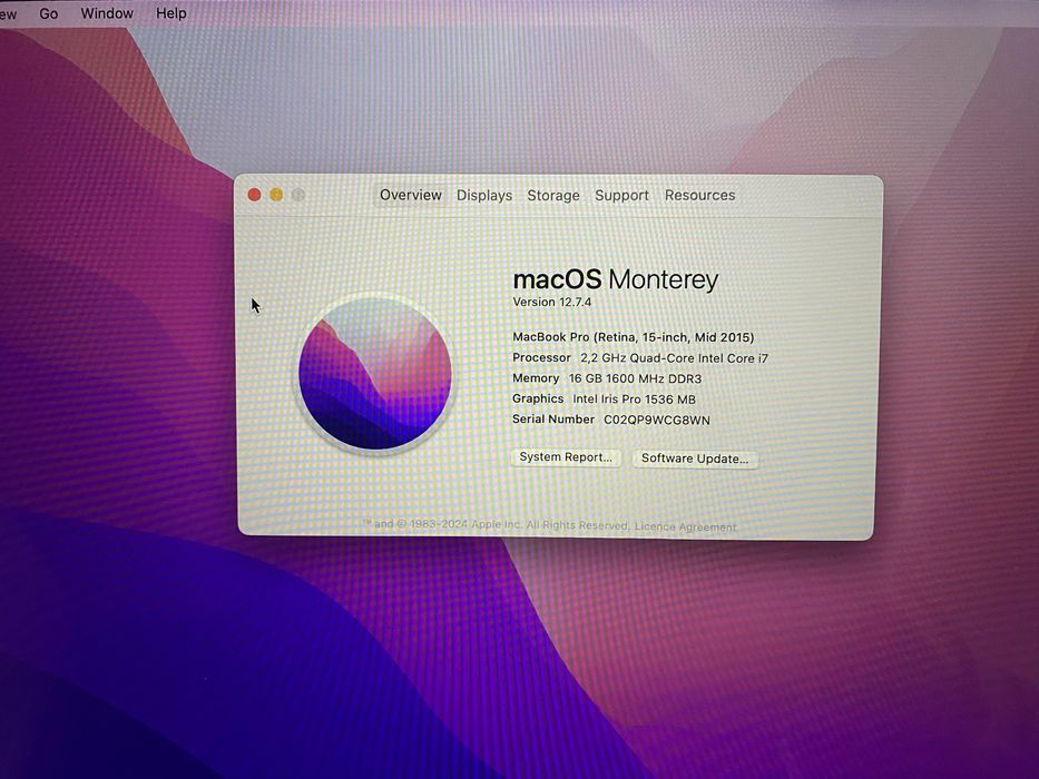 Macbook Pro 15 inch 16 gb 2015 256SSD