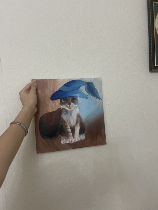 картина котика акрилом 30х30