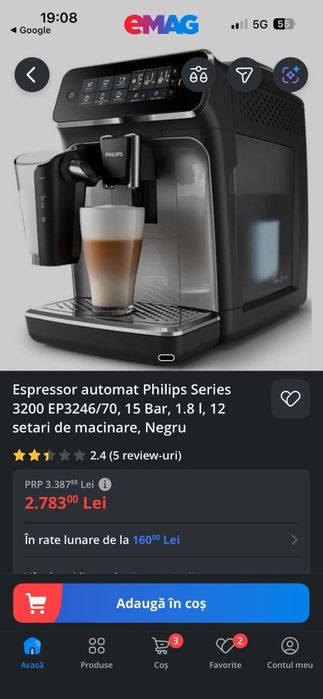 Expresor de cafea Philips 3200 nou