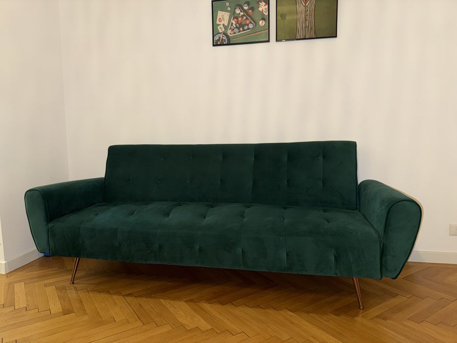 Canapea Extensibila Verde Catifea