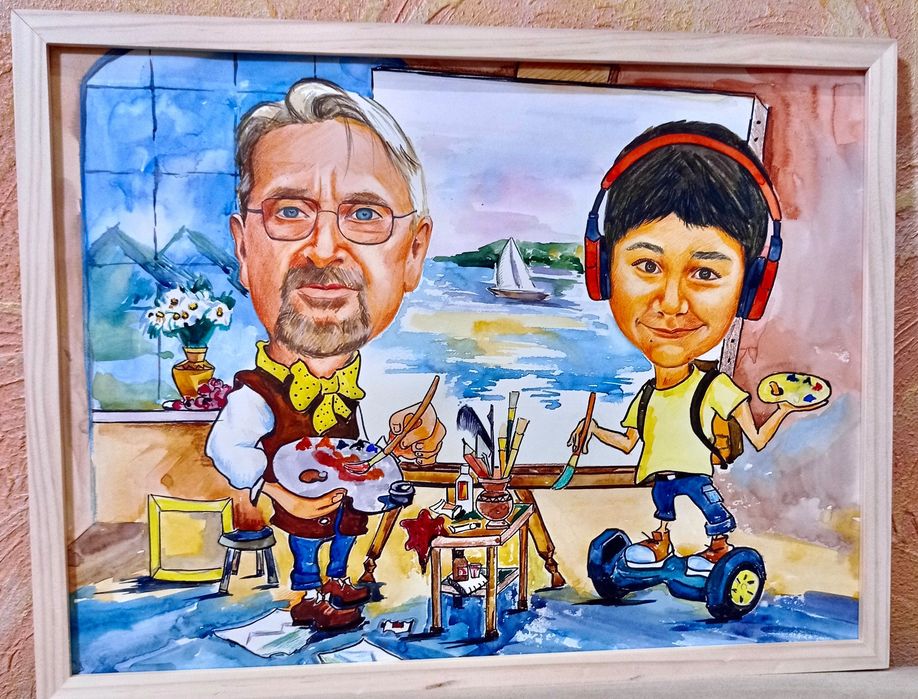 Portrete la comanda,caricaturi,tablou pictat,ulei pinza,NU DIGITALE