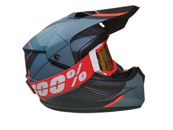 Каска Крос Мотор/Скутер/Бъги/Вело/АТВ с очила 100%