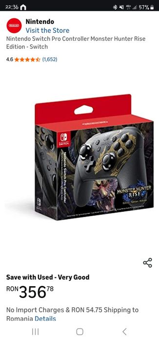 Nintendo Switch OLED Mario Red Edition + Controller Pro Monster Hunter