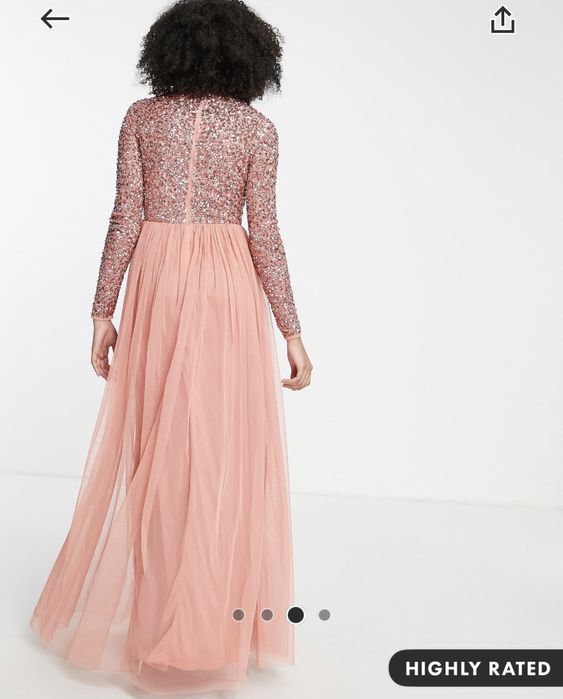 Официална дълга рокля с пайети и тюл ASOS maya deluxe