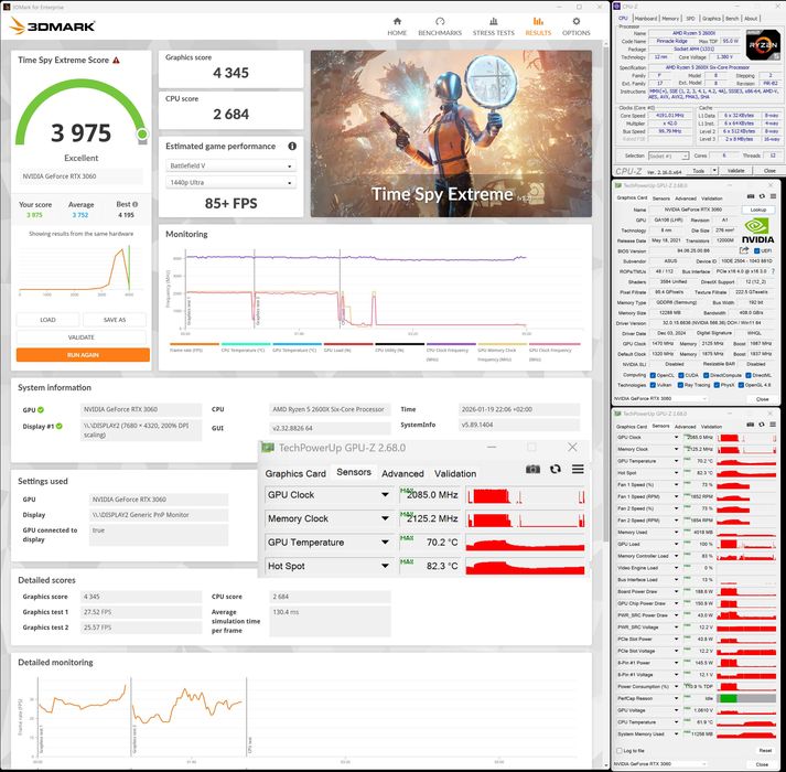 Placa video folosita ASUS 3060 DUAL V2 LHR 12GB GDDR6 inca in garantie