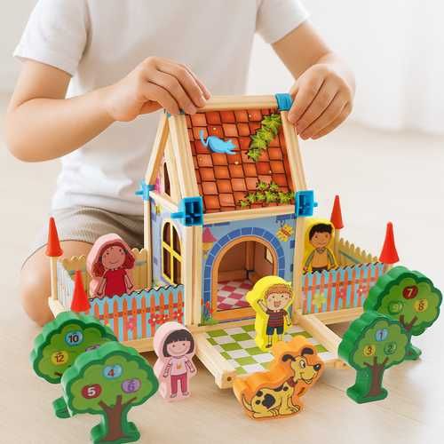 Set de construcție din lemn cu 268 piese,multicolor, 38x28x7, 8cm