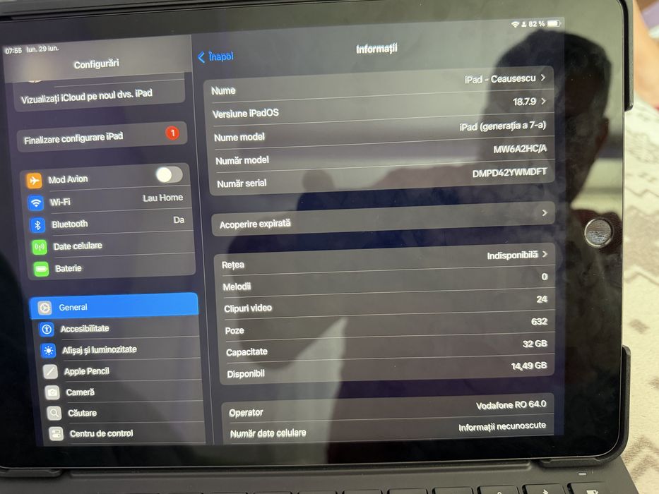 Tableta  Apple iPad Gen7 32gb 2019  gsm + husa Logitech Slim Folio