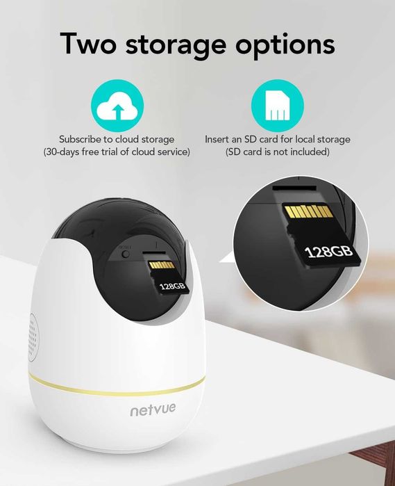 Camera Supraveghere Netvue Indoor 360° PTZ, Monitor Copii Wi-Fi