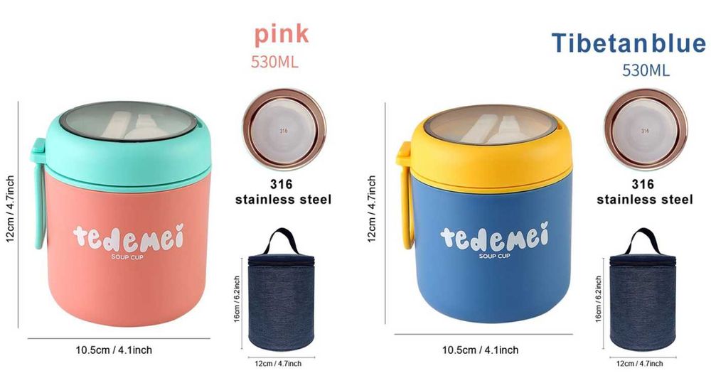 Нова Термо Купа * Чаша Кутия за течна и твърда храна * Стомана * 500мл