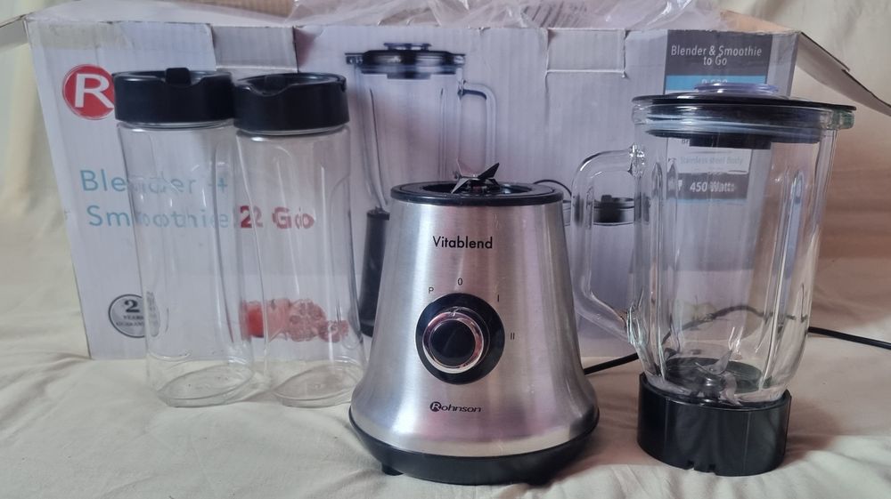 Blender + Smoothie 2 Go Rohnson R539, 450W, cana sticla 1L,