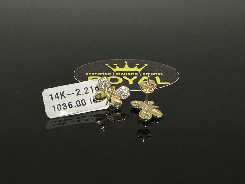Bijuteria Royal CB: Cercei fluture aur 14K 585%  2,21 gr