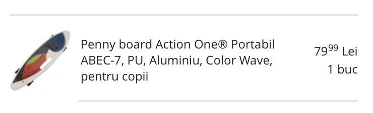 Penny board Action One® Portabil ABEC-7, PU, Aluminiu, Color Wave