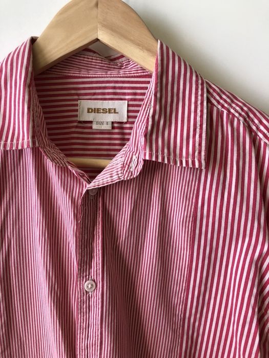 Diesel оригинална червена мъжка риза с бяло райе