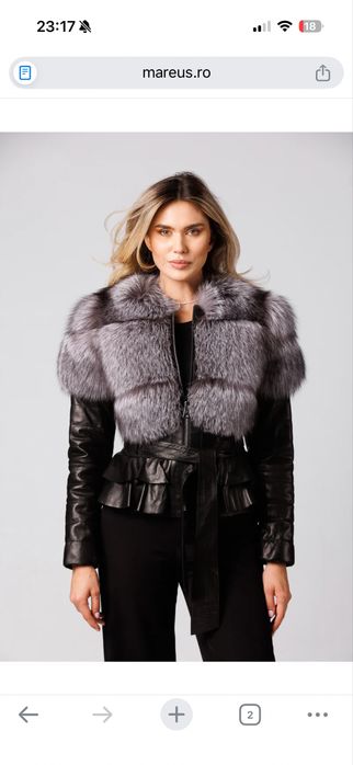 Geaca piele cu blana naturala de vulpe