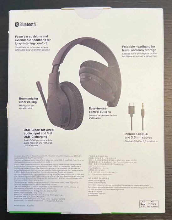 CASTI Wireless Belkin Microfon 65h Autonom USB-C Business Remote Work