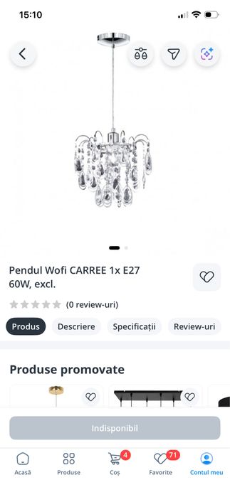 Lustra/pendul cu un bec