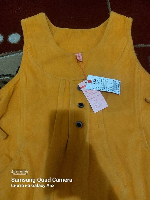 сарафан для беременным жёлтый вельвет весенний осенний  на повязке ст