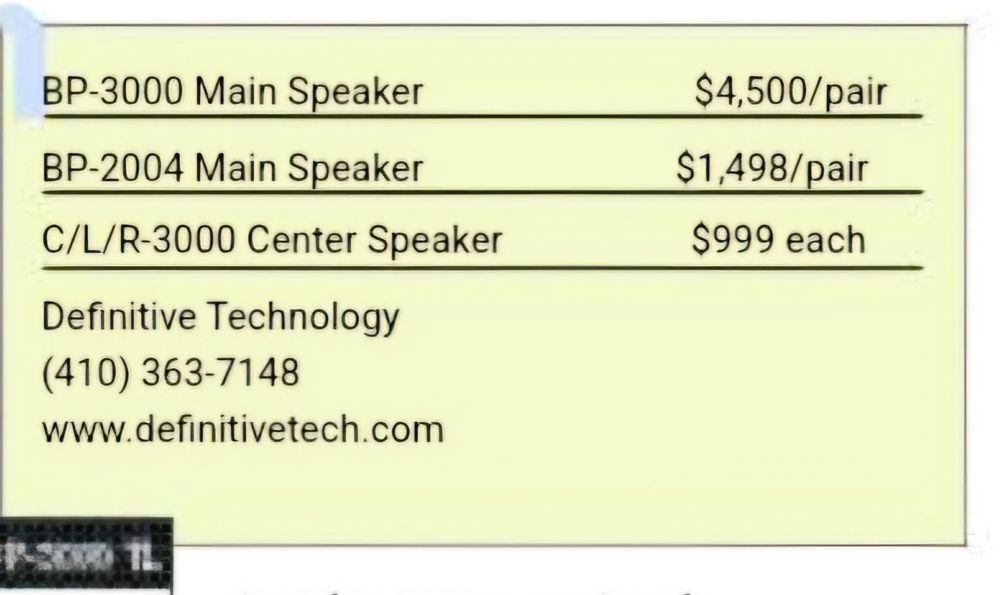 Definitive Technology 1500W BP 3000 TL Speakers