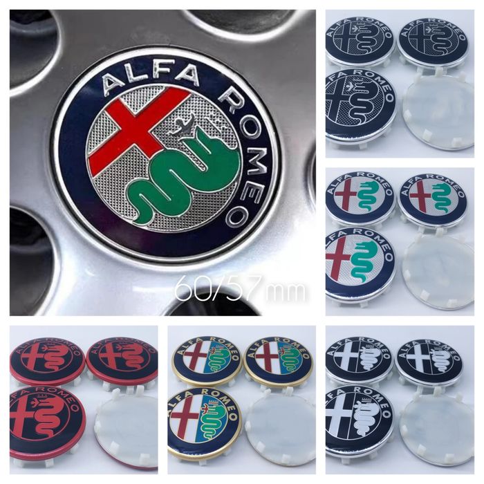 Alfa Romeo - Set embleme si capace - 4 capace pentru jante aliaj