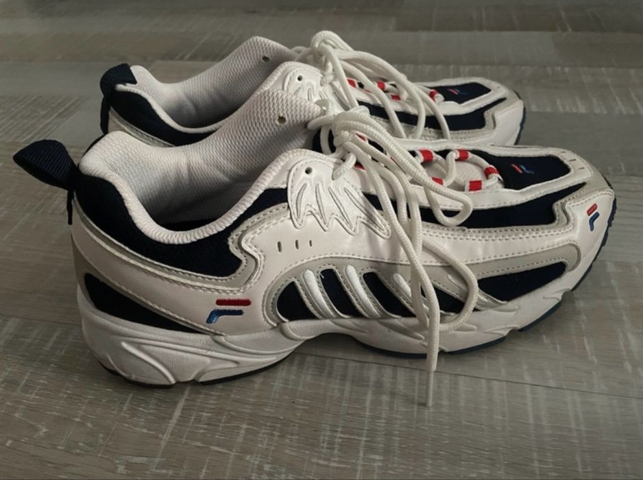 Adidasi Fila albi si albastri