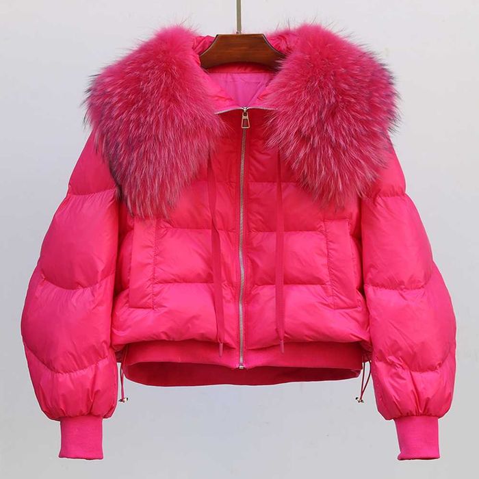 Дамско пухено яке с яка от лисица