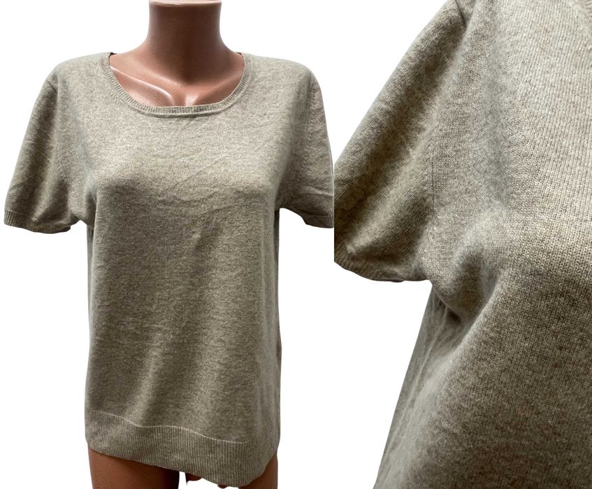 MADDISON размер L / XL кашмирен пуловер 100% КАШМИР къс ръкав бежов