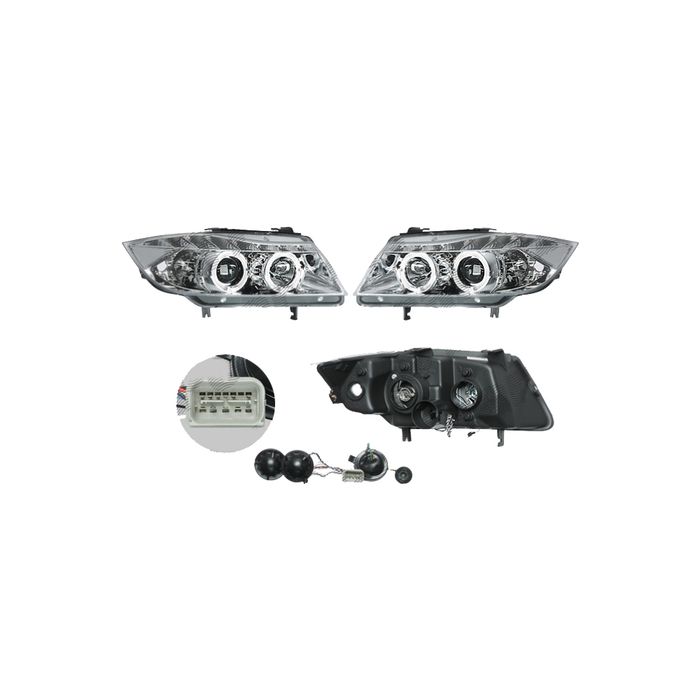 Set faruri tuning Bmw Seria 3 (E90/E91) Sedan /Touring 11.2004-08.2008 BestAutoVest fata stanga+dreapta transparente - silver