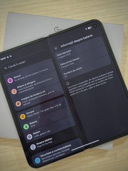Google Pixel 10 Pro Fold 512GB/16gb Ram - Moonstone/Pierre de Lune - 53 incarcari/Impecabil/garantie !!!