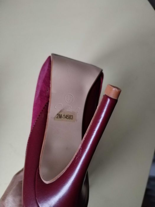 Нови Боти велур и кожа виненочервени 37 номер