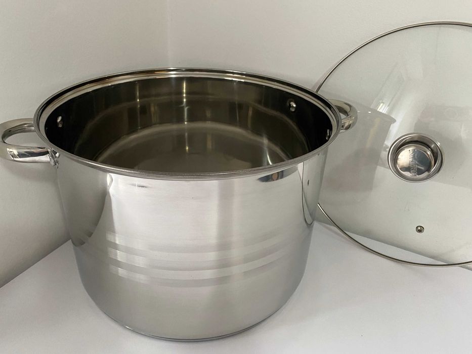 Oala inox 11 litri cu capac de sticla pentru gatit zilnic