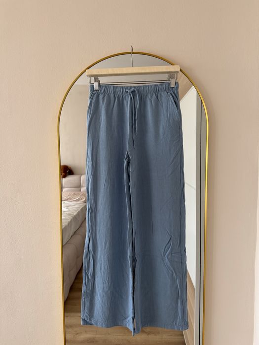Панталон с лен Stradivarius XS