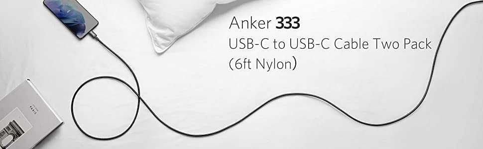 Anker 333 USB-C към USB-C комплект от 2 бр. кабели 1.8м дължина до 100W,черен цвят-безплатна доставка