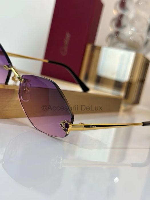 Ochelari de Soare Cartier CT0433S Noi Full Box Panthere [Verificare Colet] Gold/Violet