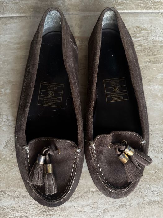 Pantofi piele întoarsă maro, 36, 80 lei