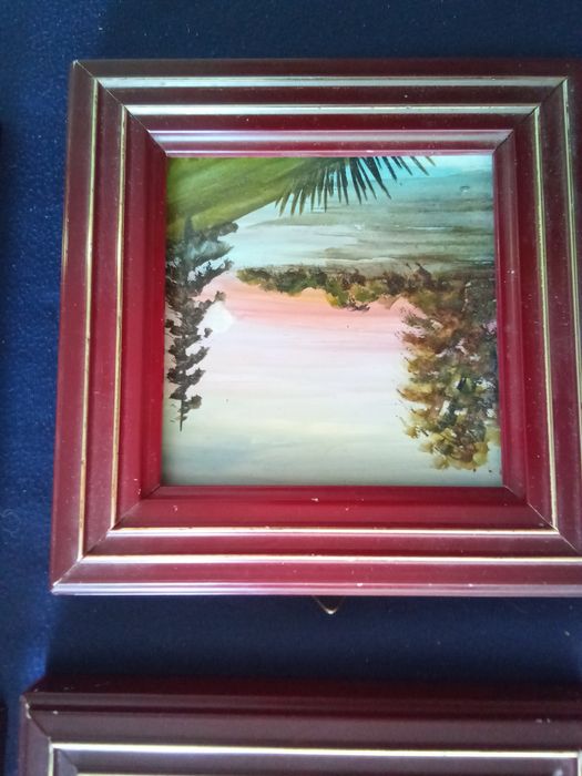 четири малки картини маслена живопис много стари,запазени