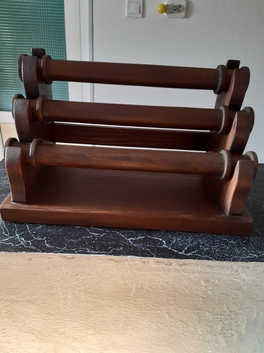 Suport din lemn masiv cu 3 suporturi, lung 50 cm si 4,3 kg