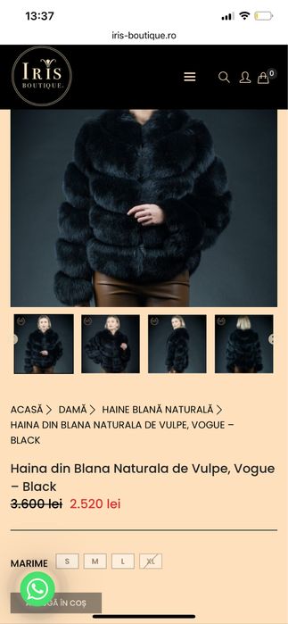 Haina din Blana Naturala de Vulpe – marime L