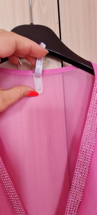 MAGISTRAL плажен розов комплект от рокля и топ/ туника с камъни