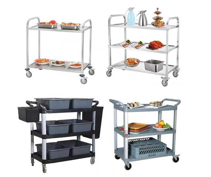 Сервировочная тележка посуды из нержавеющей стали 3-х ярусная