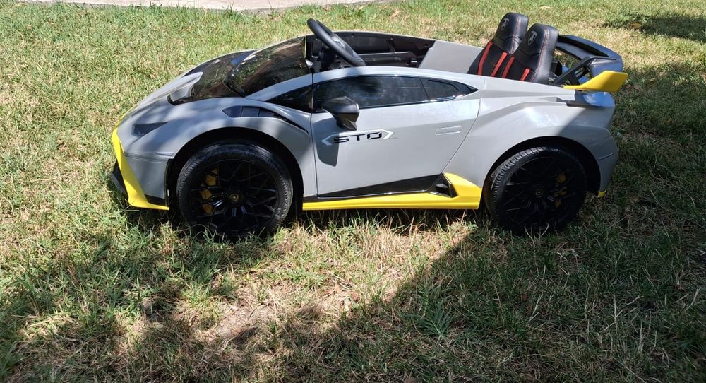 Masinuta electrica cu functie drift Lamborghini Huracan STO, putere 220W, 12V Premium, Gri