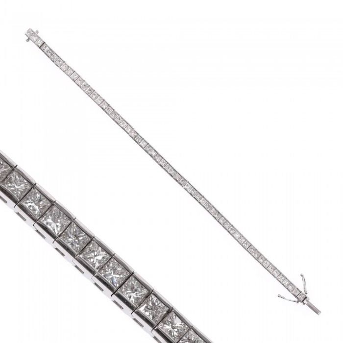 Brățară tennis din aur alb18k cu diamante naturale, 8.40 ct.