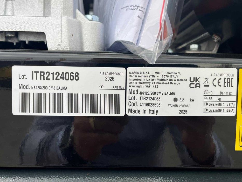 Compresor nou cu piston - Balma 2.2 Kw, 10 Bar, 200 L, cod 519