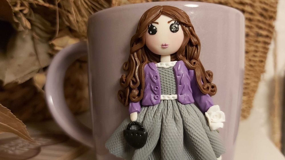 Cadou pentru sotie/iubita cana papusa handmade