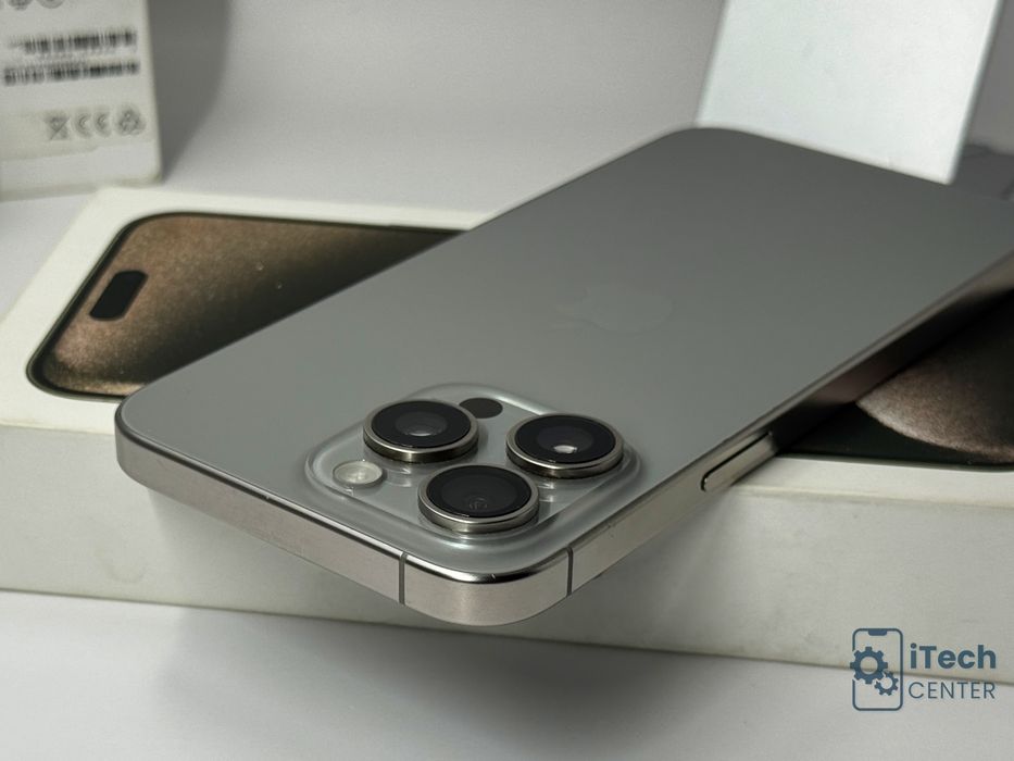 iPhone 15 Pro Max, 256GB, Natural Titanium, 100% батерия, КАТО НОВ, 1г. ГАРАНЦИЯ!