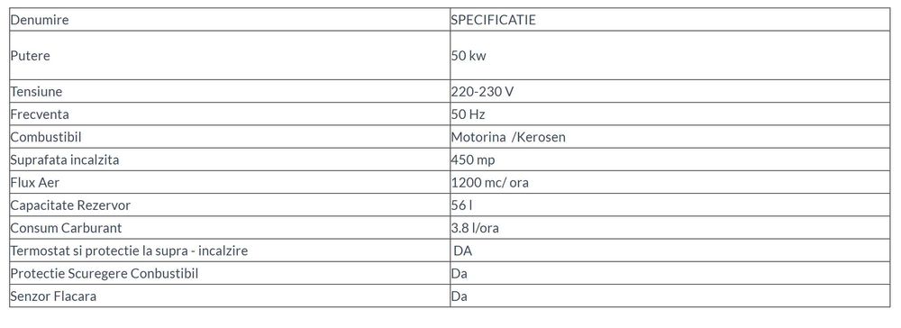 Tun Incalzire Motorina 50KW, 450mp,179000 BTU