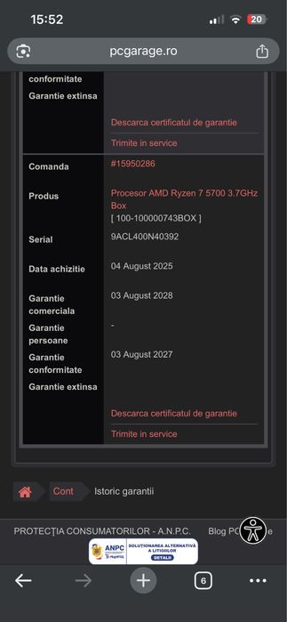 Ryzen 7 5700 in garantie