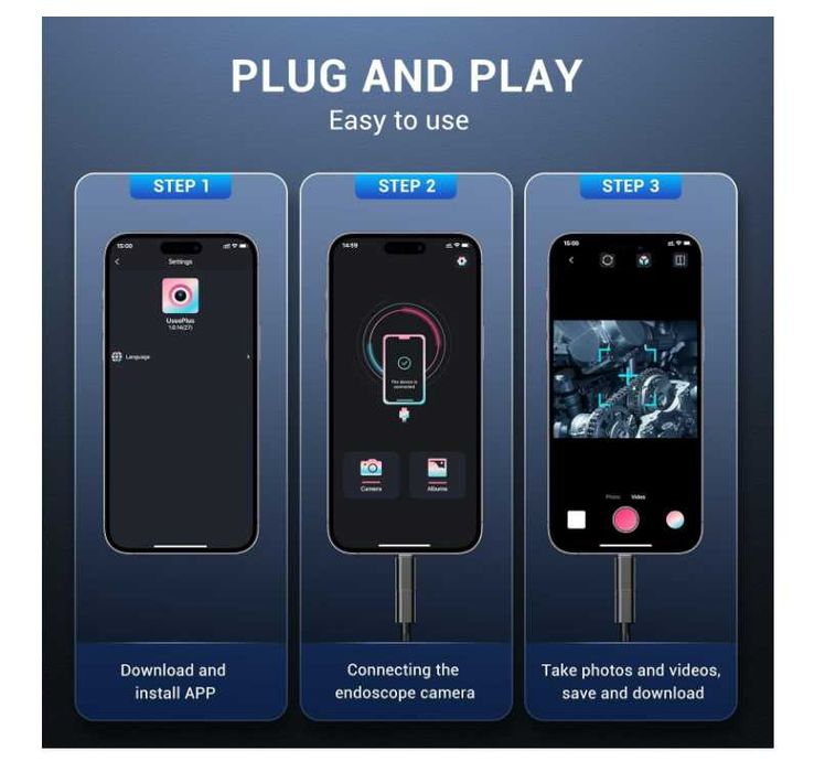 Ендоскоп камера за телефон IOS Android 3м кабел