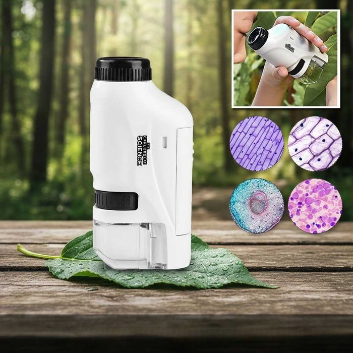 Преносим микроскоп с LED светлина, 60x-120x увеличение и стойка