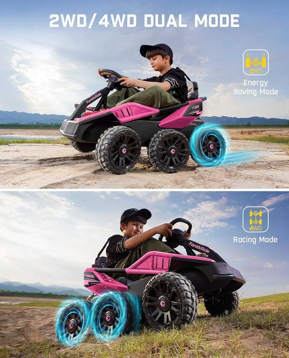 UTV electric pentru 2 copii Kinderauto BJSX2319 6x6 300W 24V pink